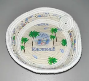 Soft Pottery Handmade Woven "Margaritaville" Palm Tree Round Basket Bowl - Picture 1 of 6
