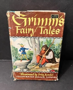 GRIMM'S FAIRY TALES by Brothers Grimm - HC/DJ/Illustrated Junior Library - 1945 - Foto 1 di 12