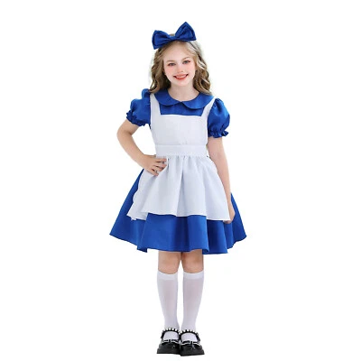 Enfants Alice au pays des merveilles Cosplay Alice robe tablier nœud papillon costume robe cadeau - Photo 1/4