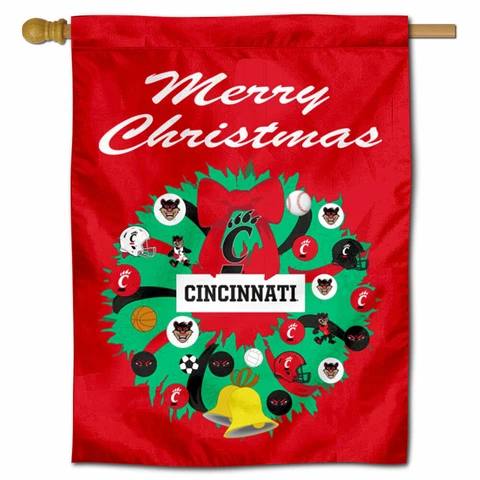 University of Cincinnati Happy Holidays Decorative House Flag Cover