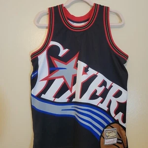 Mitchell & Ness Jersey NBA Philadelphia 76er's Mens Medium Black Sleeveless - Picture 1 of 12
