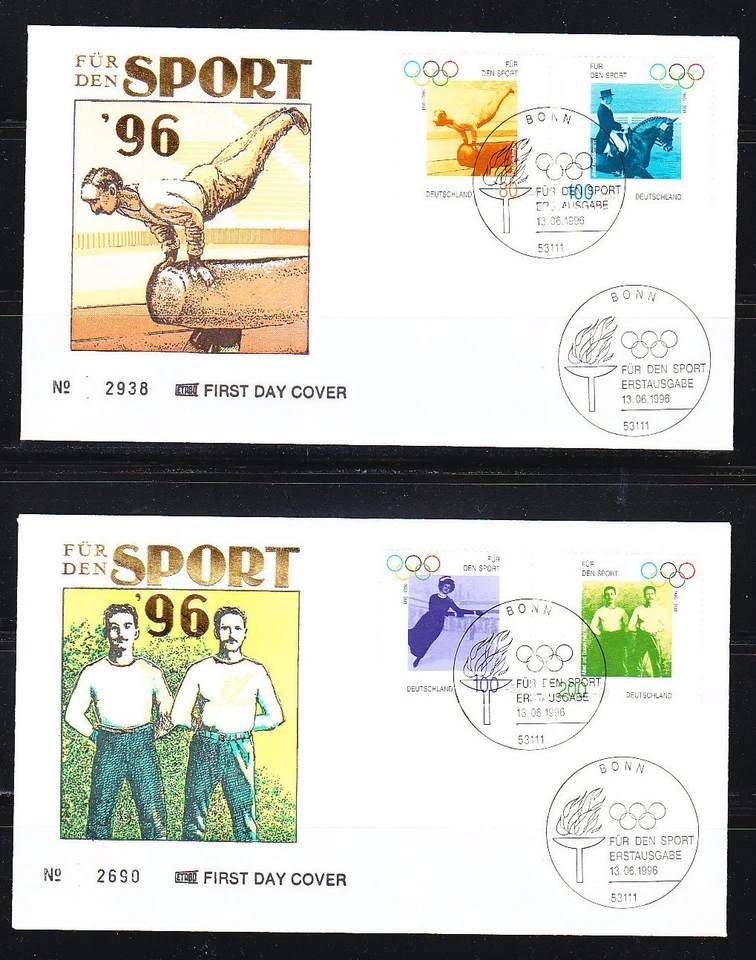 Germany BRD 1996 FDC covers Mi 1861-1864 Sc B797-B800 Olympic champions - Image 1 of 1