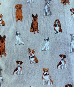 Walmart Mainstays Flat Sheet Queen Cotton Flannel Brown Best Friends Dogs - Picture 1 of 3