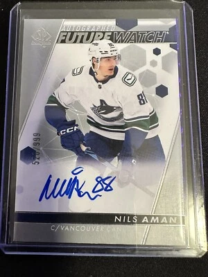 Nils Aman 2022 Upper Deck SP Authentic #158 Future Watch Auto Rookie RC /999 - Image 1 of 2