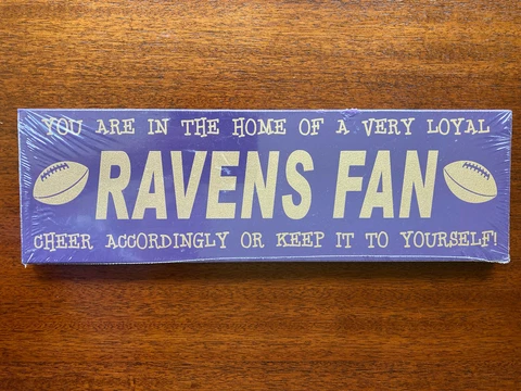 NWT Baltimore Ravens Fan wooden plaque sign Man Cave Banners Hallmark #31 16”x5 Cover