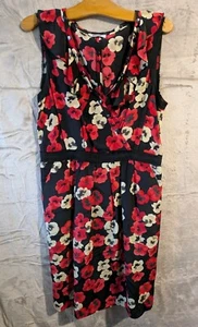 Moschino Cheap & Chic Kleid Damen UK 14 Blumen rot schwarz beige 100% Seide - Bild 1 von 15