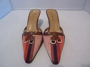 Zapatos de tacón bajo AK Anne Klein de lona/cuero marrón/óxido/beige talla 7 M - Imagen 1 de 8