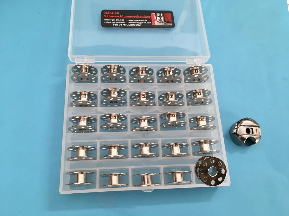 MARKENLOS Spulenkapsel+ 25 Spulen für veritas, Quele, Naumann,Anker, Ideal, Riccar,Textima