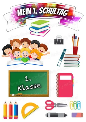 Einschulung Muffinaufleger Tortenbild Party Deko Geschenk 1.Schultag neu essbar - Bild 1 von 4