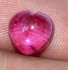 Cabujón en forma de corazón de turmalina rosa natural certificado 8 mm piedra preciosa suelta - Imagen 1 de 7