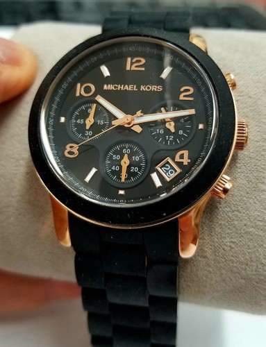 Orologio donna Michael Kors MK6128 Runway quadrante nero oro rosa