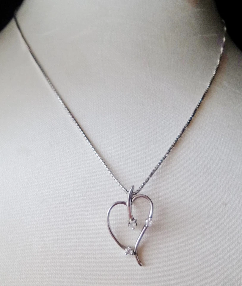 COLLANA DONNA ARGENTO 925 CHARMS CUORE ZIRCONI BRILLANTINI STRASS CRISTALLI - Immagine 1 di 1