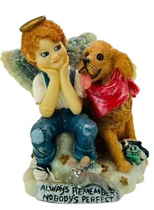 Figura de colección Karen Phillips niño ángel con un perro recuerda que nadie es perfecto - Imagen 1 de 18
