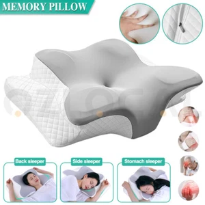Ergonomic Side Sleeper Pillow Memory Foam Pillows Contour Orthopedic Pillow - Picture 1 of 12