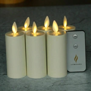 Luminara Moving Flame Led Votive Candles Flameless Ivory Unscented with Timer - Picture 1 of 10