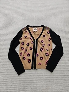Juicy Couture Sweater Girls Large Zip Front Cardigan Animal Print - Picture 1 of 7