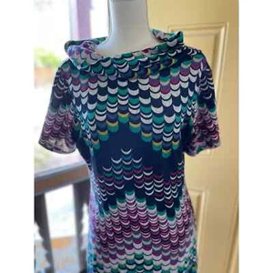 Womens Multicolor Short Sleeve Ribbed Dress with Cowl Neck Super Soft - Bild 1 von 6