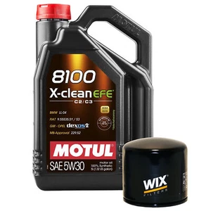5L Motul 8100 X-CLEAN EFE 5W30 Wix Filter Motor Oil Change Kit API SN - Picture 1 of 1