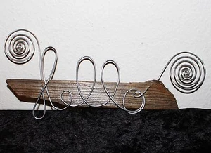 HELLO Dekoschrift Schriftzug Schild 36x19cm Aludraht auf Schwemmholz /Treibholz  - Bild 1 von 6