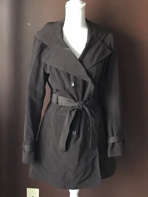 Croft & Barrow Brown Hooded Button Down Belted Quilt Lined Trench Coat Sz Small - Image 1 of 4