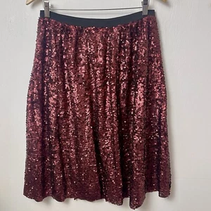 Maeve by Anthropologie Sequin Lined A Line Midi Skirt Red Size Medium NWOT - Picture 1 of 7