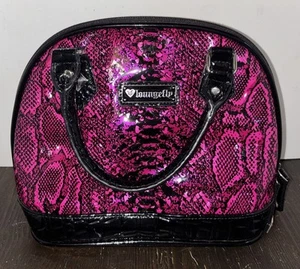 Loungefly Sugar Skull Embossed Snake Animal Print Purple Handle Tote Bag Purse - Picture 1 of 10
