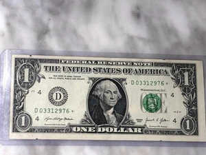 One Dollar Schein Yo Collect D03312976* mit Stern 500% selten und einem Ausrichtungsfehler - Bild 1 von 9