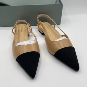 C.Paravano Women's Pointed Toe Slingback Flats Comfort Heeled Size EU 37.5 US 7 - Picture 1 of 13
