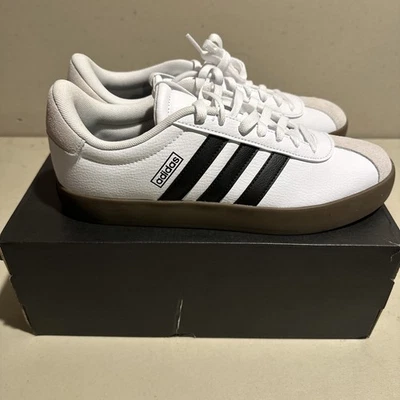 Size 10 - Adidas VL Court 3.0 White Black Gum - Image 1 of 4