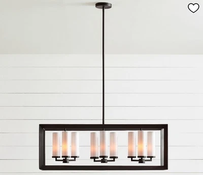 Pottery Barn Sonora Milk Glass Linear Chandelier (40") - Image 1 of 3