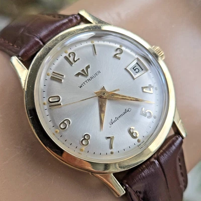 Reloj Automático Hombre WITTNAUER Vintage 10K GF. Esfera número artístico fecha años 60 Foto 1 de 4