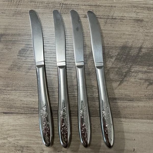 WOOD DALE Dinner Knives 4 Sears Roebuck Flatware Stainless USA Hollow 8 1/8" - Picture 1 of 12