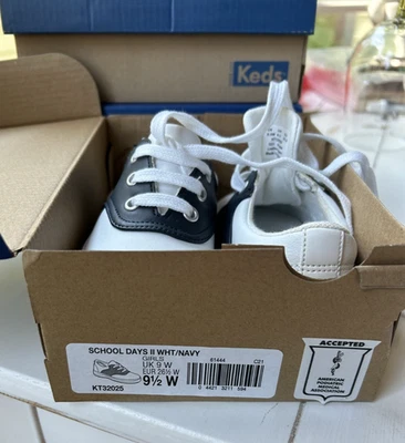 Little girls kids Keds white navy saddle shoe style leather sneakers shoes 9.5W - Image 1 of 4