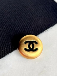 CHANEL 1990s VINTAGE CC BLACK GOLD LARGE BUTTON JACKET VEST ORIGINAL FABRIC - Picture 1 of 5