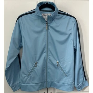 Vintage Oleg Cassini Sport Track Jacket Full Zip Light Blue Size M Petite - Picture 1 of 9