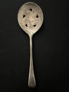 Vintage Leonard Silverplated Decorative Serving Spoon Slotted Italy 8 1/2" - Picture 1 of 3
