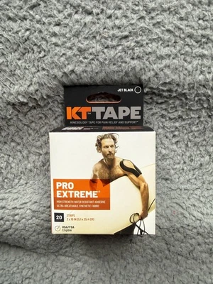 KT Tape Pro Extreme Kinesiology Tape Jet Black 20 Strips 2in x 10in HSA FSA - Image 1 of 4