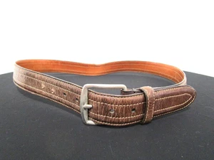 Martin Dingman Brown Leather Contrast Stitch Silver Buckle Belt Men Sz 36 - Picture 1 of 9