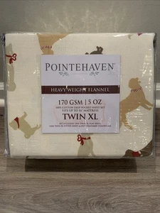 Pointehaven Heavy Weight Flannel Bed Sheet Set - Winter Dogs- Twin XL- NEW - Picture 1 of 5