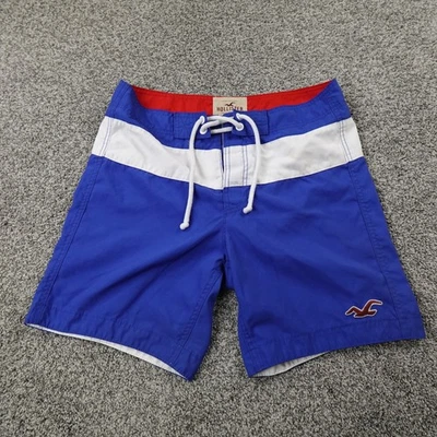 Винтажный Hollister шорты мужской L синий белый Бермуды доска плавать серфинга сундуков опрятный Y2K - Изображение 1 из 4