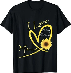 I Love Being Called Mama Sunflower Heart T-Shirt Hoodie - Picture 1 of 9