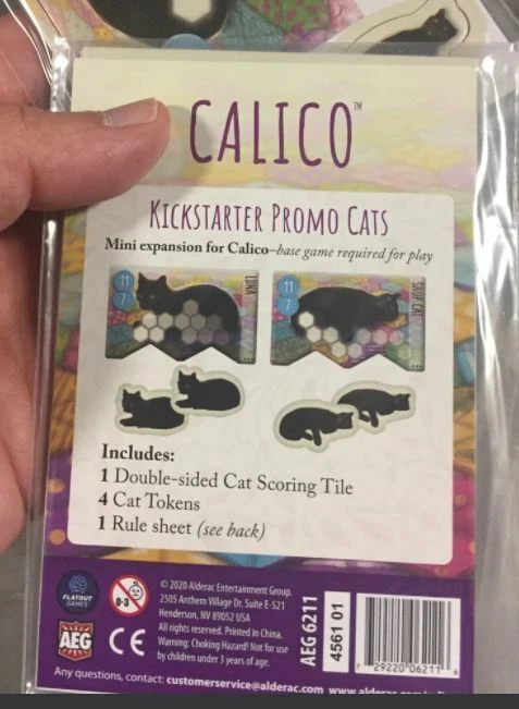Calico Kickstarter Promo Cats Set AEG Games - Rare Expansion Set