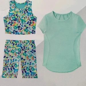 Member's Mark Girl's 3-pc Set XL Tee, Sports Bra, Biker Shorts Size XL 14/16 - Picture 1 of 10