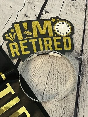 I’m Retired Crown And Sash Decoration Black & Gold Worn Once Retirement Party - Image 1 of 3