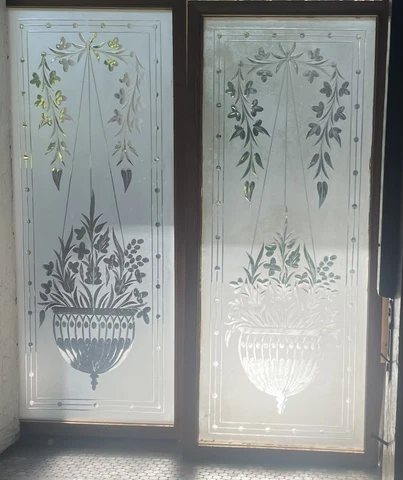 Etched/wheel cut glass windows Cover