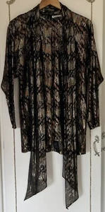 Jaeger Evening Blouse with matching long scarf, Black with metallic thread - Picture 1 of 4