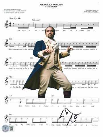 LIN-MANUEL MIRANDA AUTOGRAPH SIGNED ALEXANDER HAMILTON SHEET MUSIC BECKETT BAS Cover