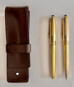 MONTBLANC Meisterstück Solitaire FP + RB Set - Gold plated - in Leather Pouch