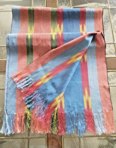 Men's Silk or Rayon ( ?) Vintage Scarf 19 x 58" Plus Fringe Southwest Vibe - Picture 1 of 7