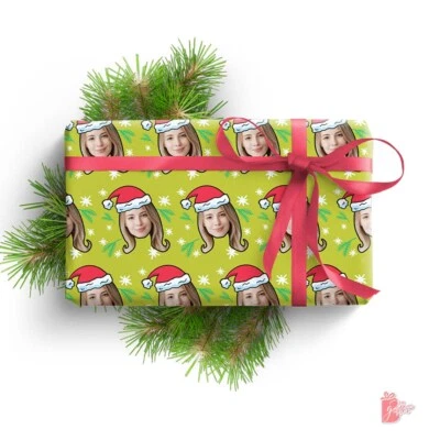 Personalized Christmas Wrapping Paper w/ Photo Santa Novelty Keepsake Gift Wrap - Image 1 of 4